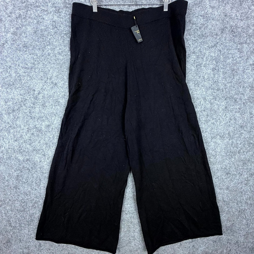 Charter Club Luxury Cashmere Wide Leg Pants Womens XL Black Lux Lounge Pull On
